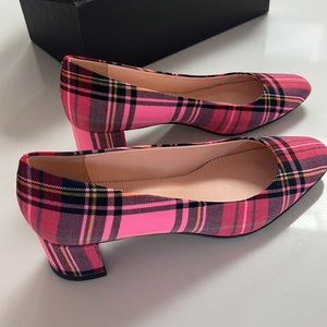 NWT J. Crew, tartan block, heel pump
